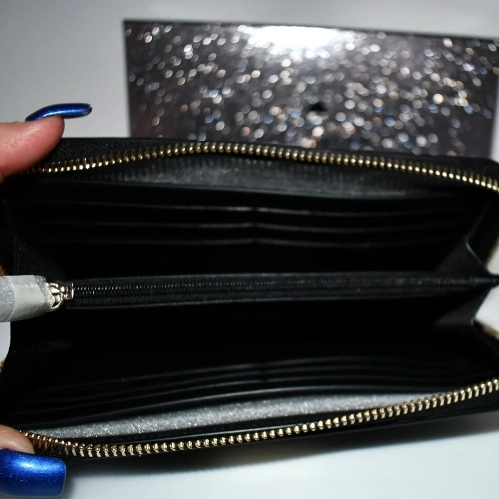 Kate spade Kenzie Boxed Large Continental Wallet Black #KK041 Saffiano New Gift